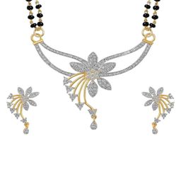 Konasa Silver-Plated Artificial Stones Studded & Beaded Mangalsutra-image-100
