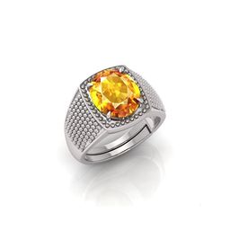 todani jems 12.25 Ratti Pukhraj Stone Original Certified Yellow Sapphire Gemstone Silver PlatedAdjustable Ring-picture-36