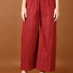 V-Mart Women Striped Cotton Knitted Ethnic Palazzos-54