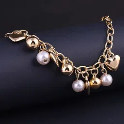 Jewelz Gold-Plated Pearl Beaded Charm Bracelet-image-20