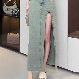StyleCast High Waist Straight Midi Skirt-image-44