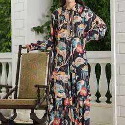 AARAAS Floral Printed Shirt Collar Pure Silk Tunic & Palazzos-picture-14