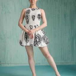 4WRD by Dressberry Women Boat Neck Balloon Dress With Smocked Details-image-14