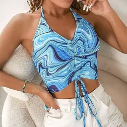 TANDUL Printed V-Neck Crop Top-image-26