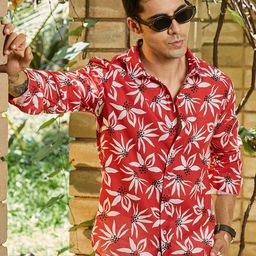 Campus Sutra Floral Printed Spread Collar Long Sleeves Cotton Comfort Shirt-image-25