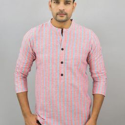 Anouk Rustic Men Striped Cotton Straight Short Kurta-picture-9