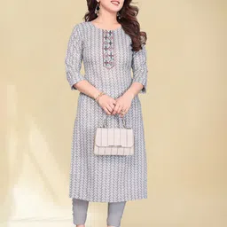 SIMPLYETHNIC Women Geometric Printed Daily Cotton Straight Kurta-picture-22