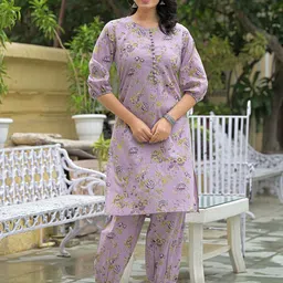 Chandbaali Women Floral Printed Regular Pure Cotton Kurta With Harem Pants-image-48