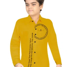 BAESD Boys Classic Regular Fit Spread Collar Typography Printed Cotton Casual Shirt-image-86