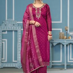 Maroosh Floral Woven Design Beads & Stones Modal Cotton Unstitched Dress Material-image-15