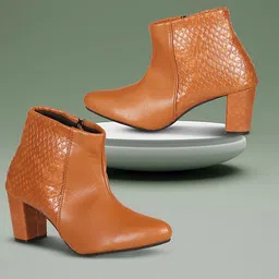 Commander Shoes Women Textured High Heel Zip Boots-75