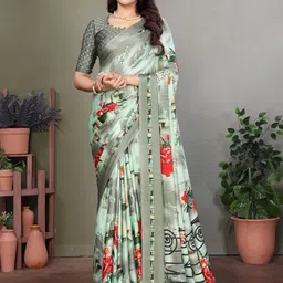 KALINI Floral Printed Tussar Saree-image-16