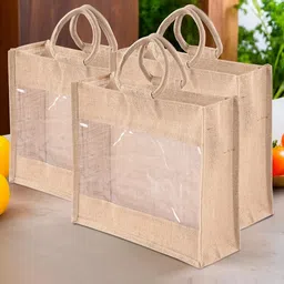 Kuber Industries Shopper Handheld Bag with Cut Work-56