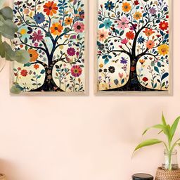 Kotart Brown & Blue 2 Piece Wood Floral and Botanical Wall Paintings-picture-48
