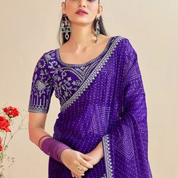 Anouk Bandhani Beads and Stones Pure Georgette Bandhani Saree-26