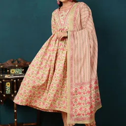 KIMAYRA Floral Printed Kurta with Trousers & Dupatta-image-25