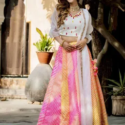 DIVASTRI Embellished Sequinned Semi-Stitched Lehenga & Unstitched Blouse With Dupatta-21