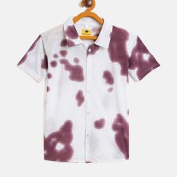 DENNIN Boys Tie & Dye Printed Spread Collar Cotton Short Sleeves Regular Fit Shirt-image-11