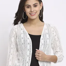 Moonaa Fashion Three-Quarter Sleeves Cotton Shrug-image-27