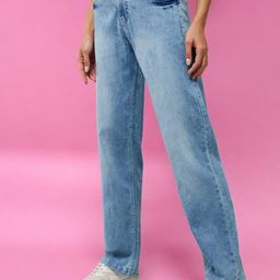 DressBerry Women Wide Leg High-Rise Light Fade Stretchable Jeans-image-99