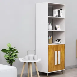 HEXA RED Beige & White Wooden Book Shelf-picture-25