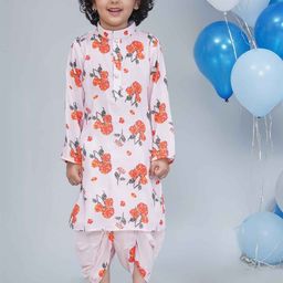 Little Bansi Boys Floral Printed Mandarin Collar Pure Cotton Kurta With Dhoti Pants-picture-34