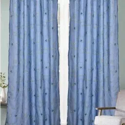 Aura Blue Embroidered Velvet Long Door Curtain-picture-16