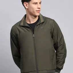 Monte Carlo Men Mock Collar Solid Casual Bomber Jacket-image-10