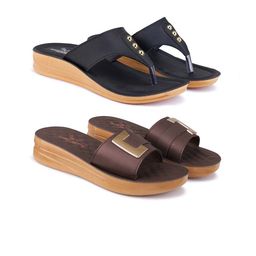 BERSACHE Women Set Of 2 Open Toe Flats-36