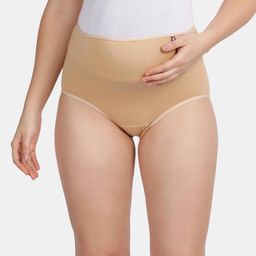 Envie Nude High-Rise Maternity Briefs-image-0