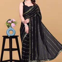 Hesika Embellished Sequinned Pure Georgette Banarasi Saree-picture-38