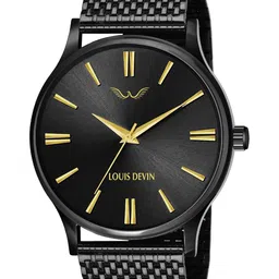 LOUIS DEVIN Men Brass Embellished Dial & Straps Analogue Watch LD-BK047-GLDBLK-22