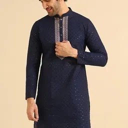 KISAH Ethnic Embroidered Sequined Straight Kurta-image-95