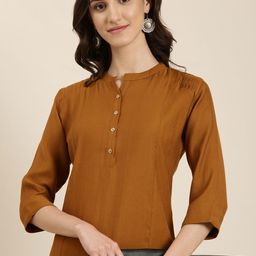 SHOWOFF Mandarin Collar Straight Kurta-image-18