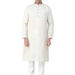 Exotic India Men Summer-Sand Pure Handspun Charkha Cotton Kurta Pajama-picture-52
