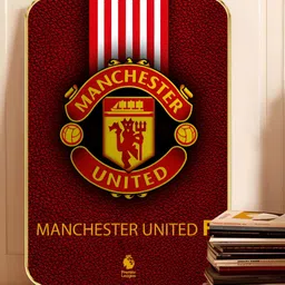 Myntra Elegant Homes Red Manchester United FC Leather Textured Logo Wooden Wall Art-image-72