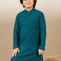 YK Boys Cotton Sequinned Embroidered Chikankari Kurta-29