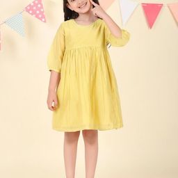Fabindia Embroidered Flared Sleeve Fit & Flare Dress-image-40