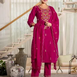 KALINI Women Embroidered Straight Kurta Set-31