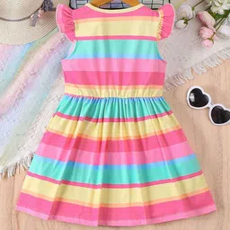 INCLUD Striped Flutter Sleeve Fit & Flare Dress image 2