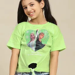 Kids Ville Girls Frozen Printed Relaxed Fit Pure Cotton Tshirts-picture-9