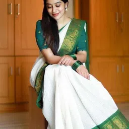 PHEASANT Solid Striped Zari Banarasi Saree-picture-5