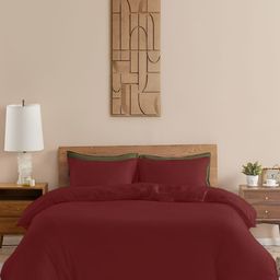 HOMEMONDE Burgundy 210 TC Cotton Queen Duvet Cover-picture-21