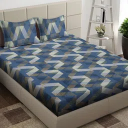 Aura Grey & Yellow Geometric Printed 300 TC King Bedsheet Set 2.5 m x 2.15 m-15