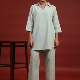 anayna Women Regular Pure Cotton Top with Trousers-29