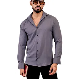 VORTEX Texture Spread Collar Slim Fit Shirt-picture-13