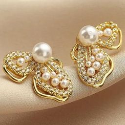 CIKIT Artificial Stones And Pearls Studded Butterfly Shaped Studs-image-85