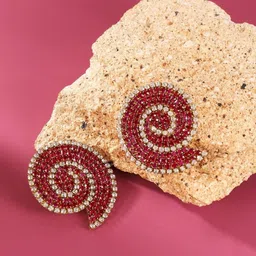 StyleCast Gold-Plated Rhinestone Studded Contemporary Studs-picture-3