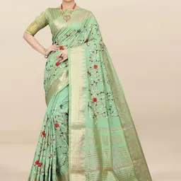 DIVASTRI Ethnic Motifs Embroidered Silk Cotton Saree-13