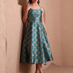 OBSHIVKA Ethnic Motifs Jacquard Fit & Flare Midi Dress-image-66